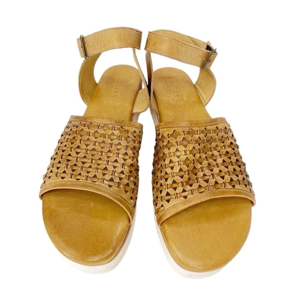 New Bed|Stu Brisa Size 10 Platform Sandal Leather Cashew Tan Flatform Bed Stu - Picture 10 of 11